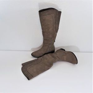 Just Fab tan cutout wide calf boots women's 7.5
